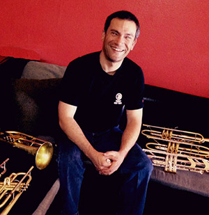 Brian Mantz with trumpets